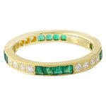 Channel Set Emerald and Diamond Eternity Band