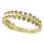 Bezel Set Round Cut Sapphire Band Halfway Around