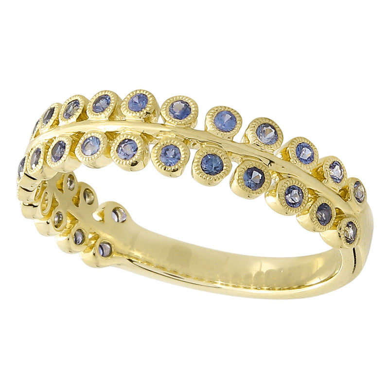 Bezel Set Round Cut Sapphire Band Halfway Around