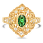 Vintage Inspired Fashion Ring with Oval Emerald Center