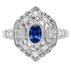 Vintage Inspired Fashion Ring with Oval Sapphire Center