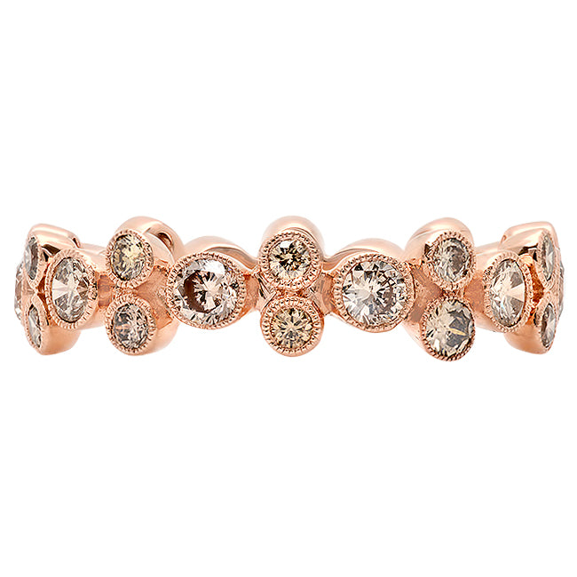 Rose Gold Diamond and Cognac Bubble Band
