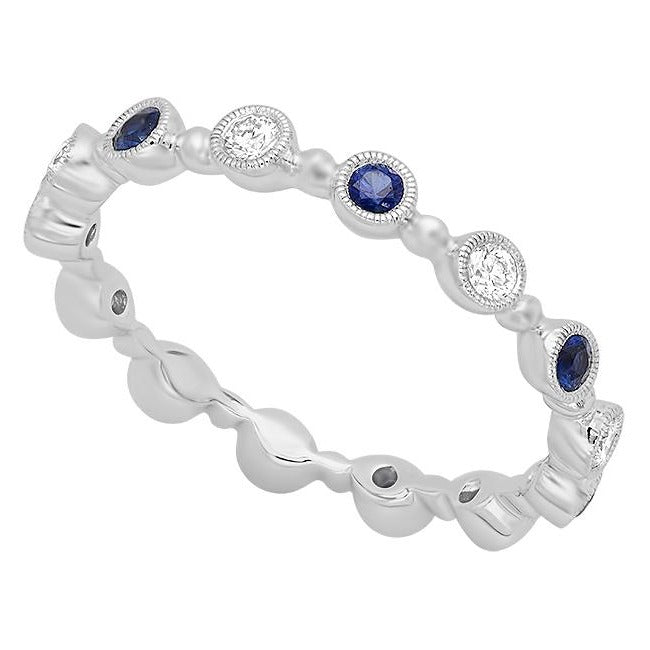 Round Cut Diamond and Sapphire Eternity Band