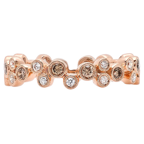 Cognac Diamond and White Diamond Bubble Band