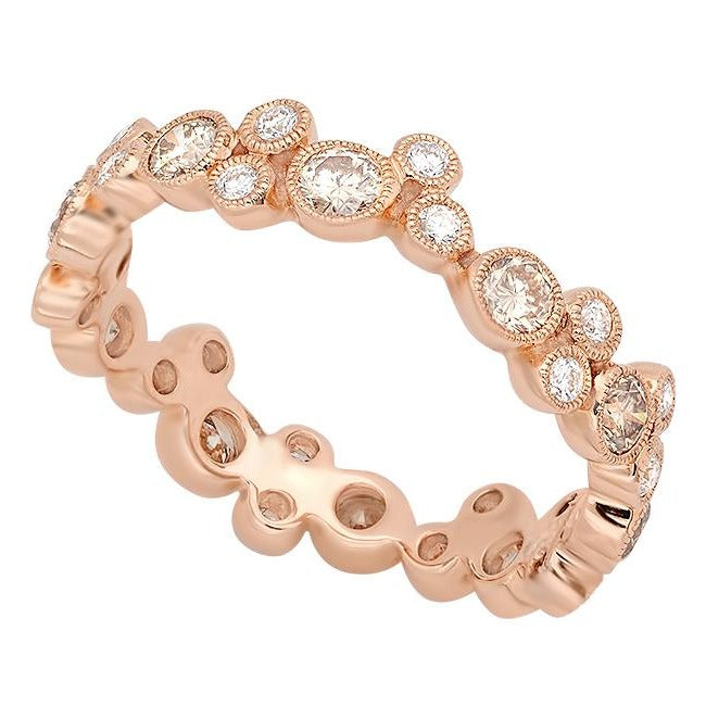 Rose Gold Diamond Cognac Bubble Band