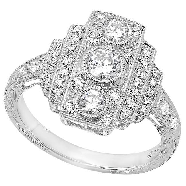 Vintage Inspired Triple Diamond Engagement Mount