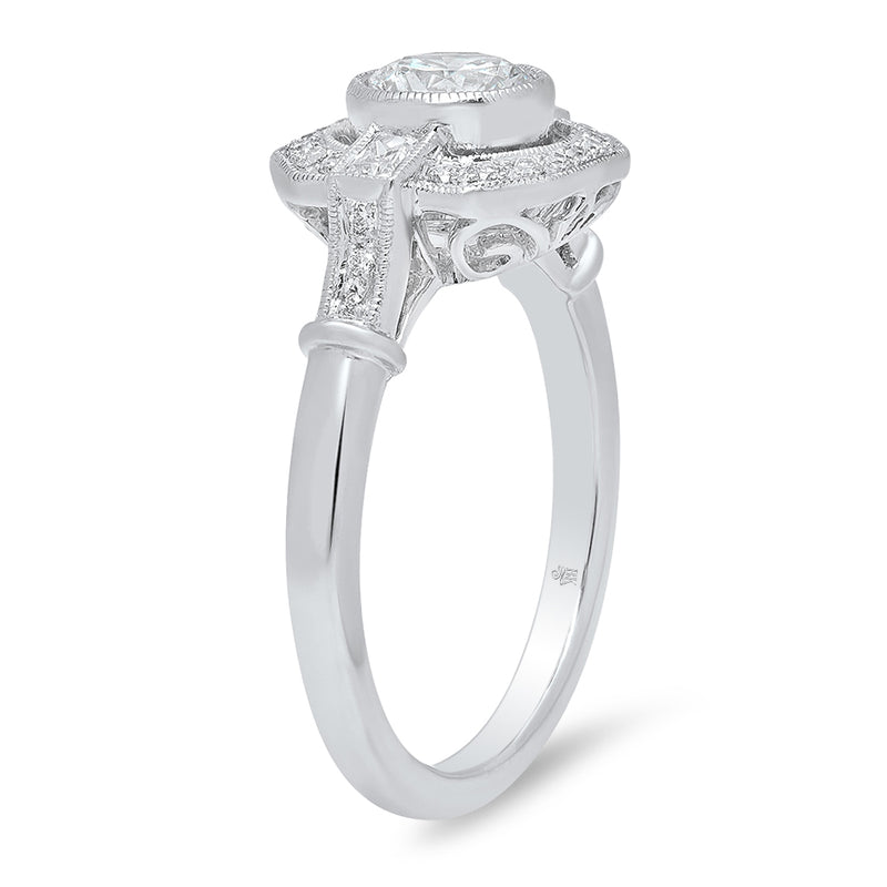 Bezel Set Diamond Center Engagement Semi-Mount