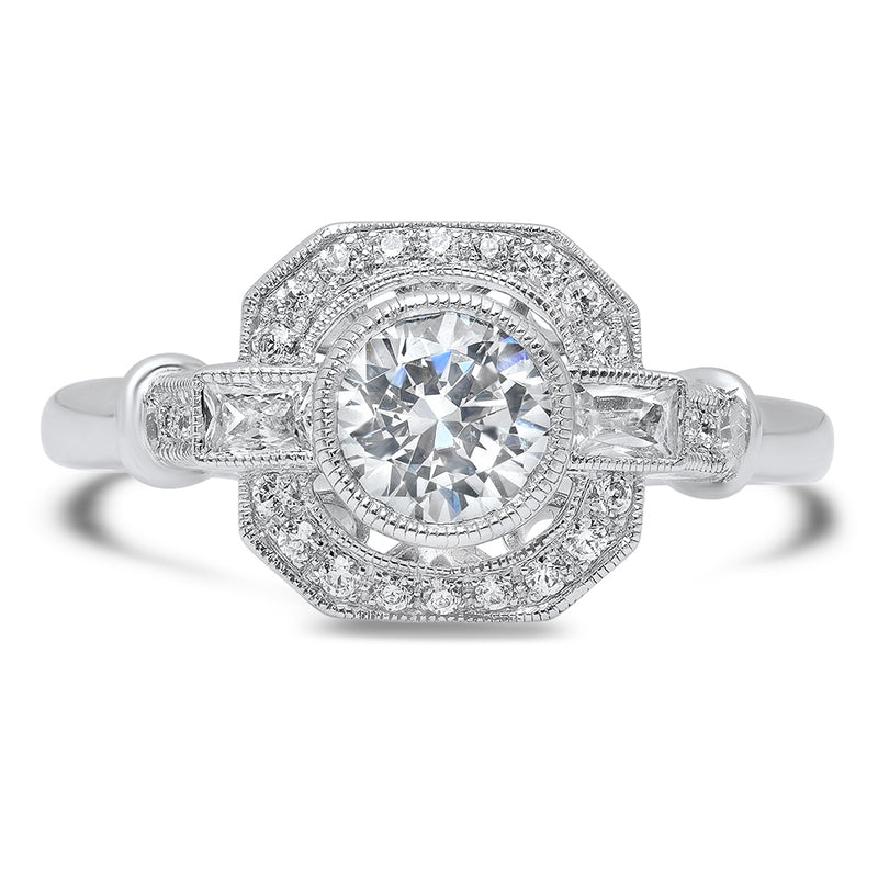 Bezel Set Diamond Center Engagement Semi-Mount