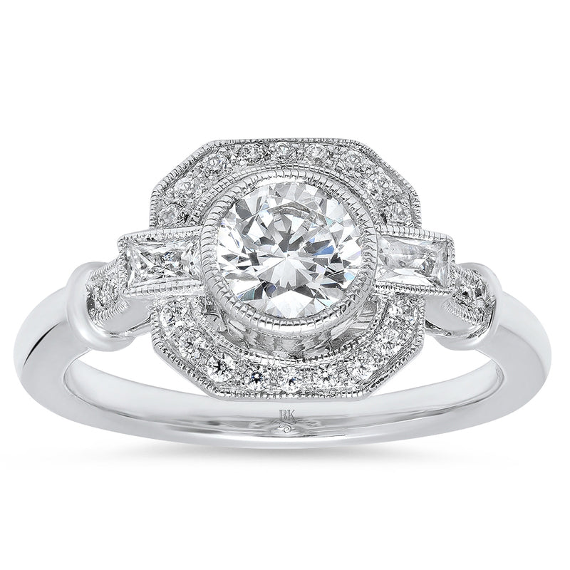 Bezel Set Diamond Center Engagement Semi-Mount