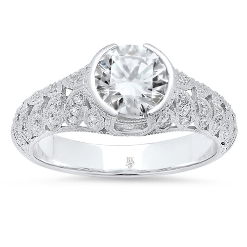 Vintage Inspired Bezel Set Diamond Engagement Semi-Mount