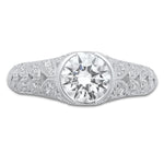 Vintage Inspired Bezel Set Diamond Engagement Semi-Mount