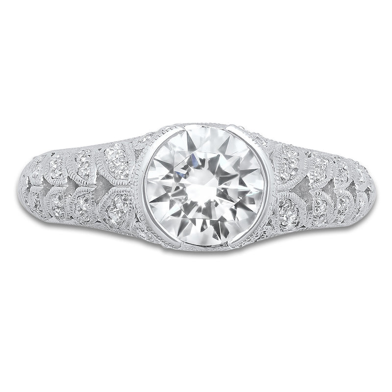 Vintage Inspired Bezel Set Diamond Engagement Semi-Mount