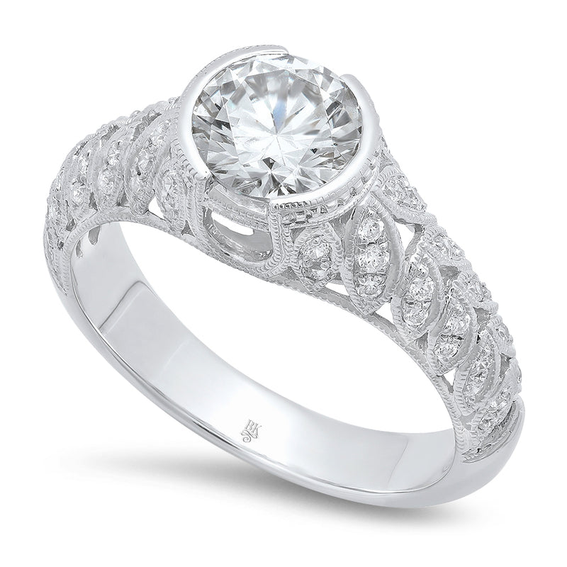 Vintage Inspired Bezel Set Diamond Engagement Semi-Mount