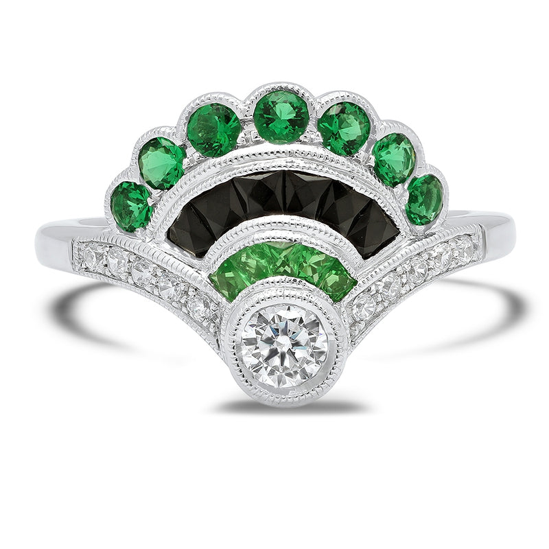 Emerald, Onyx, and Diamond Fashion Mount