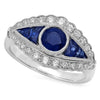 Round Cut Sapphire and Diamond Fashion Mount