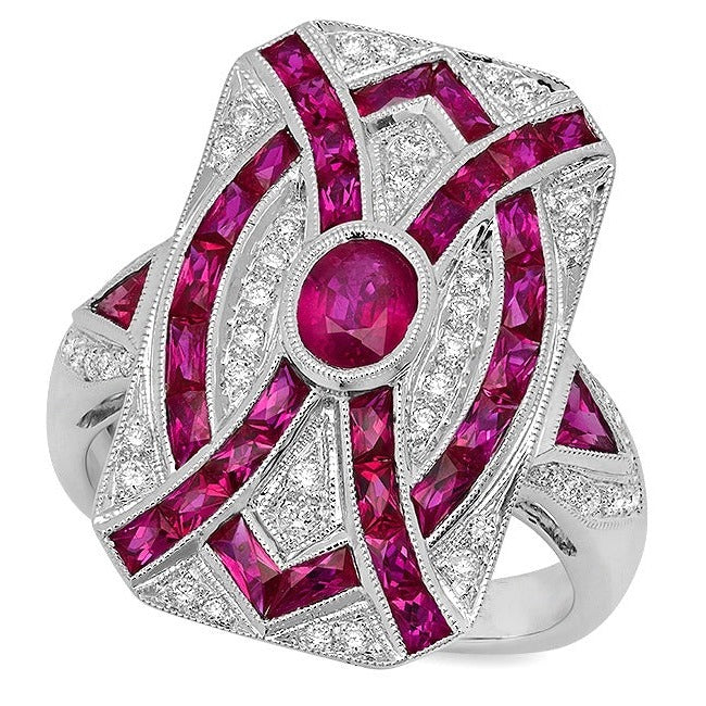 Oval Cut Ruby Center Diamond Fashion Mount