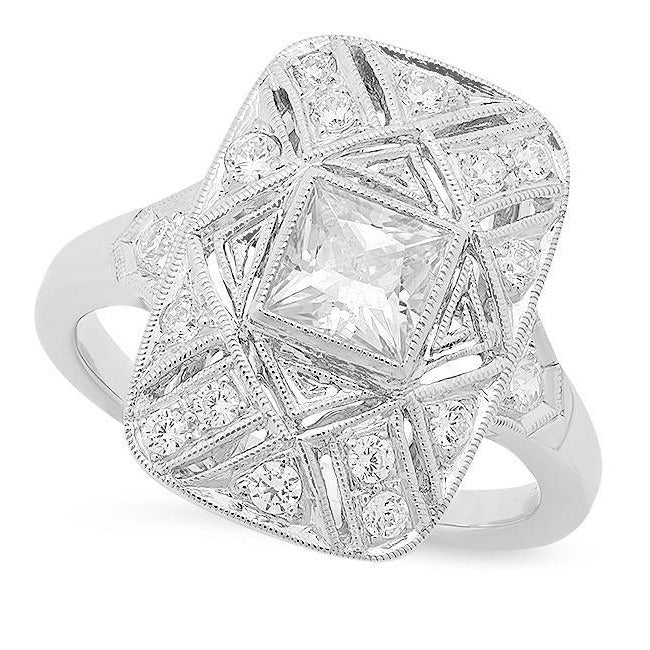 Vintage Inspired Princess Cut Diamond Fashion Semi-Mount