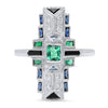 Art Deco Emerald, Onyx and Sapphire Ring