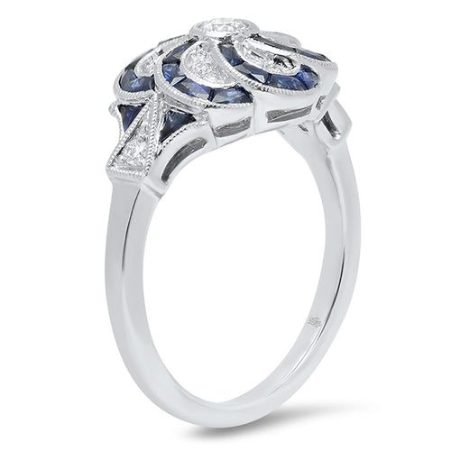 French Cut Sapphire and Diamond Mount