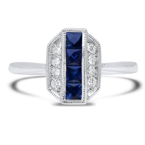 Channel Set Sapphire and Diamond Ring