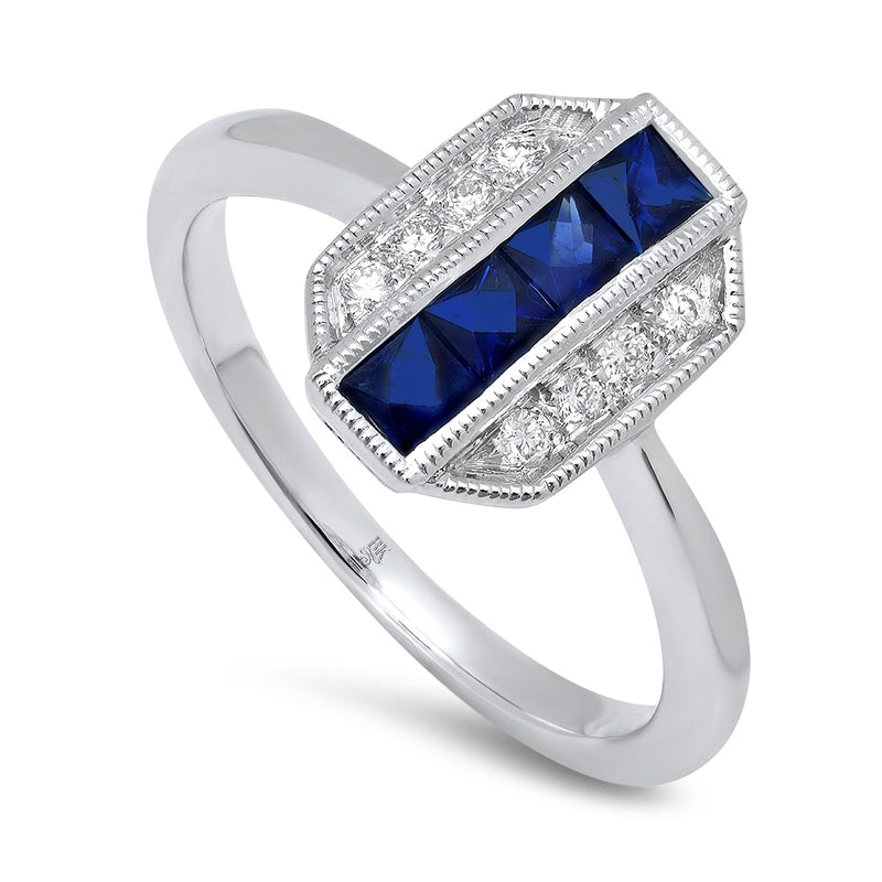 Channel Set Sapphire and Diamond Ring