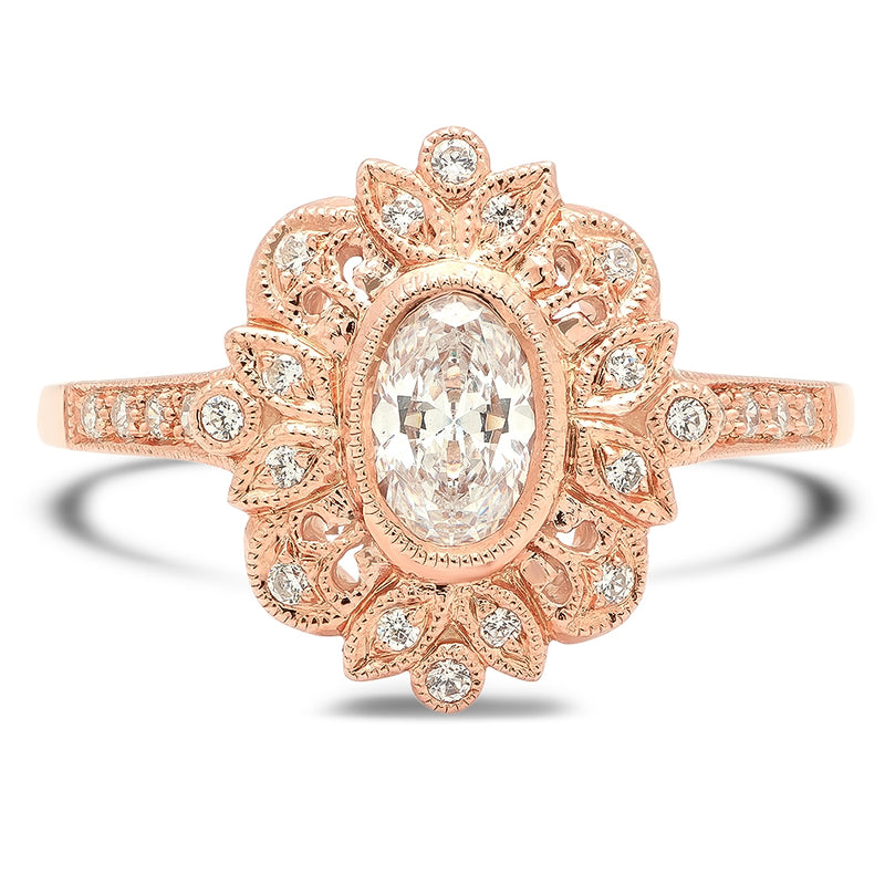 Bezel Set Diamond Rose Gold Vintage Semi-Mount