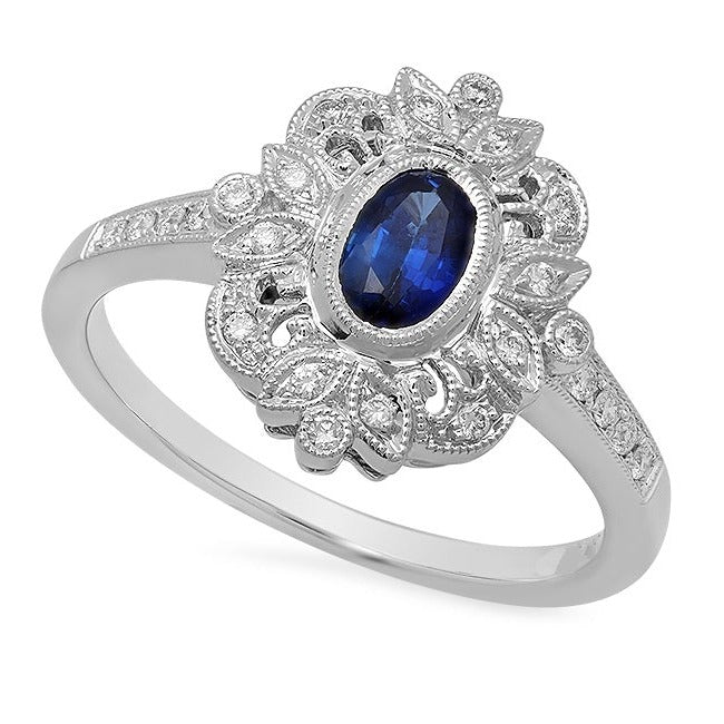 Oval Sapphire Center in Vintage Mount