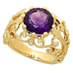 10mm Round Amethyst Vintage Inspired Fashion Ring