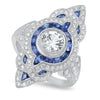 Diamond and Sapphire Ring with Sapphire Center