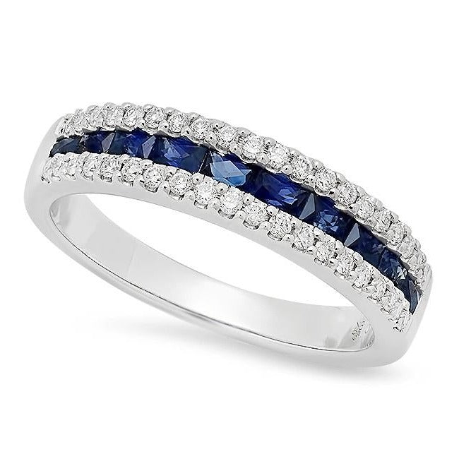 French Cut Sapphire and Diamonds Band