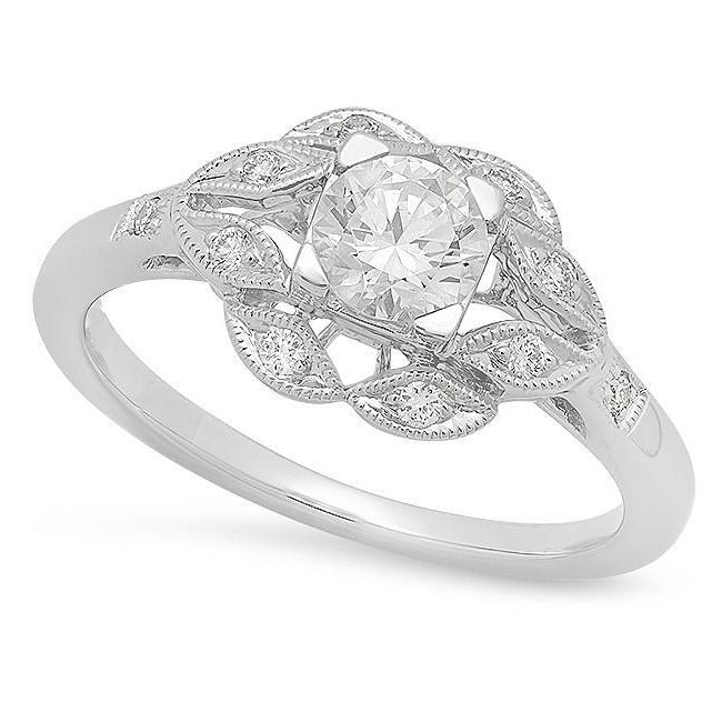 Diamond Floral Halo Engagement Semi-Mount