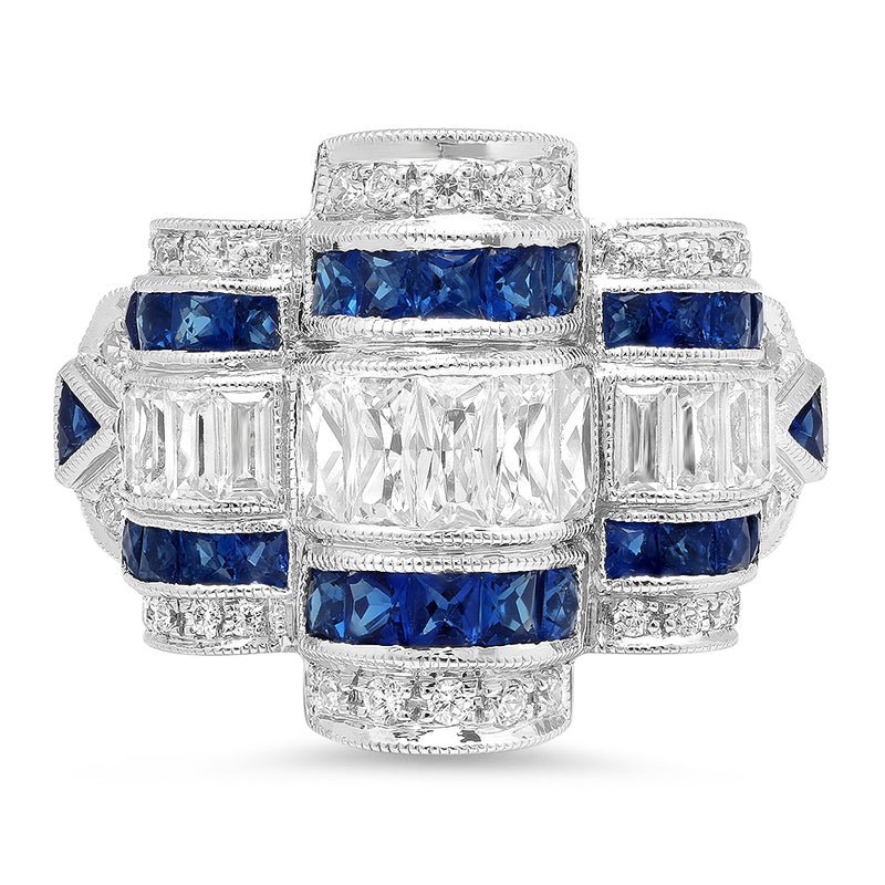 Diamond Baguettes and French Cut Sapphire Mount