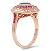 French Cut Ruby and Diamond Halo Mount