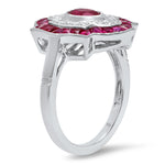 French Cut Ruby and Diamond Fashion Ring