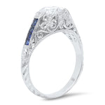Vintage Inspired Diamond and Sapphire Engagement Semi-Mount