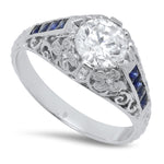 Vintage Inspired Diamond and Sapphire Engagement Semi-Mount