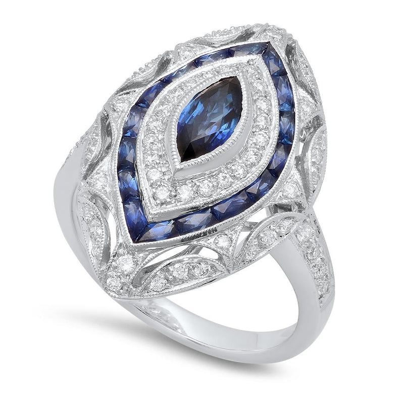 Marquise Cut Sapphire and Diamond Fashion Mount