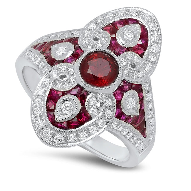 Vintage Inspired Diamond and Ruby Mount