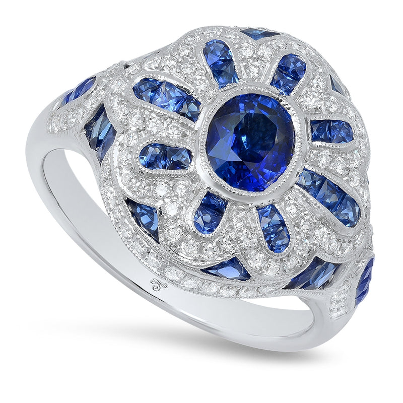 Vintage Inspired Diamond and Sapphire Fashion Mount