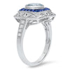 Diamond and Sapphire Fashion Ring with Aquamarine Center Stone