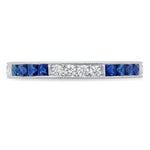 French Cut Sapphire and Diamond Band Set Halfway