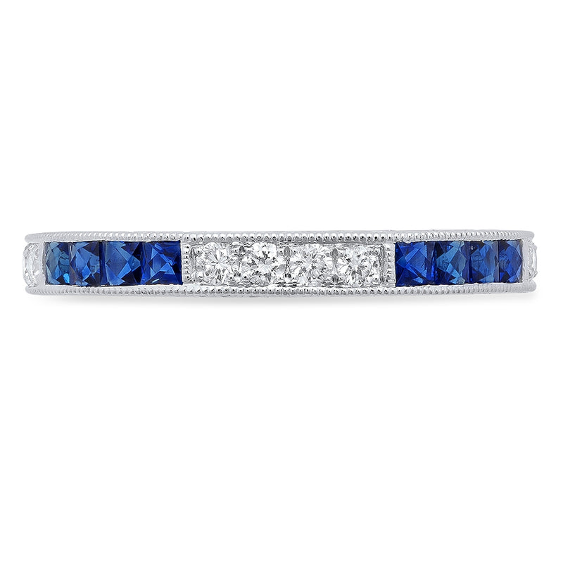 French Cut Sapphire and Diamond Eternity Band