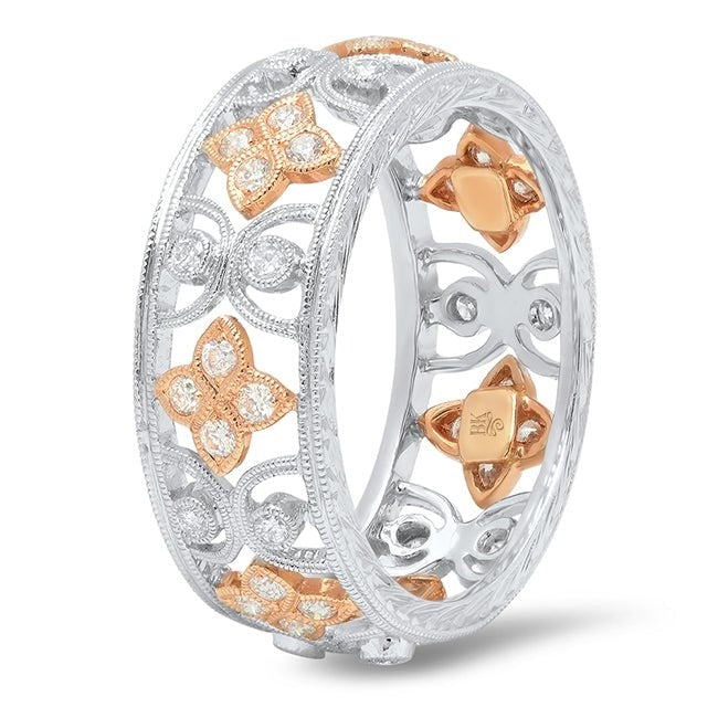 Two-Tone Diamond Floral Band