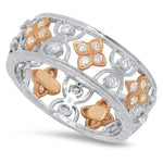 Two-Tone Diamond Floral Band