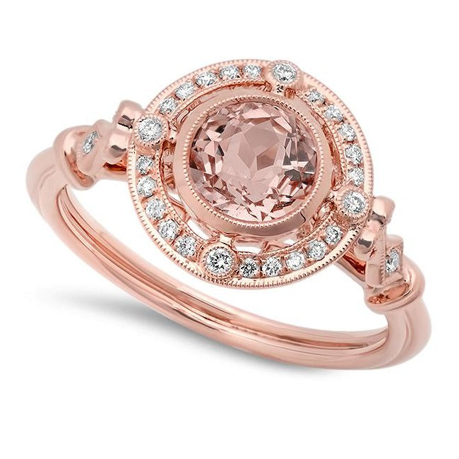 Bezel Set Round Morganite and Diamond Mount