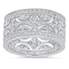 Vintage Inspired Diamond Half Moon Design Wide Band