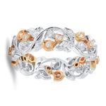 Two-Tone Diamond Floral Eternity Band