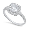 Round Diamonds Halo Engagement Semi-Mount