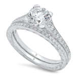 Round Diamonds Engagement Ring Semi-Mount with Matching Band