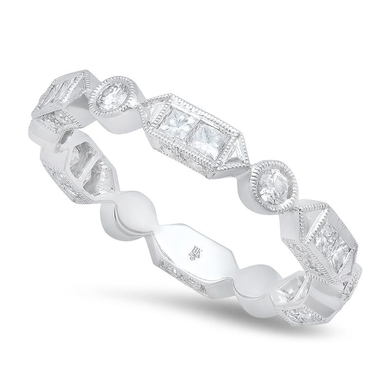 Round and Princess Cut Diamond Eternity Band